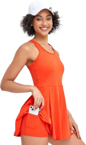 1a1a Womens Tennis Golf Dress with Shorts Pockets Sleeveless Workout Sports Athletic Dresses