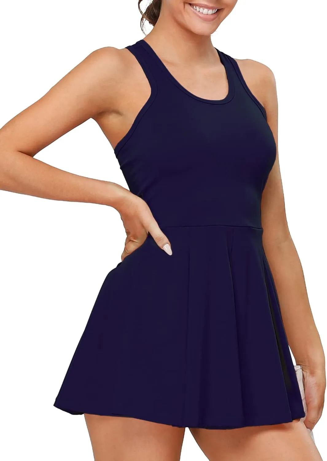 1a1a Womens Tennis Golf Dress with Shorts Pockets Sleeveless Workout Sports Athletic Dresses