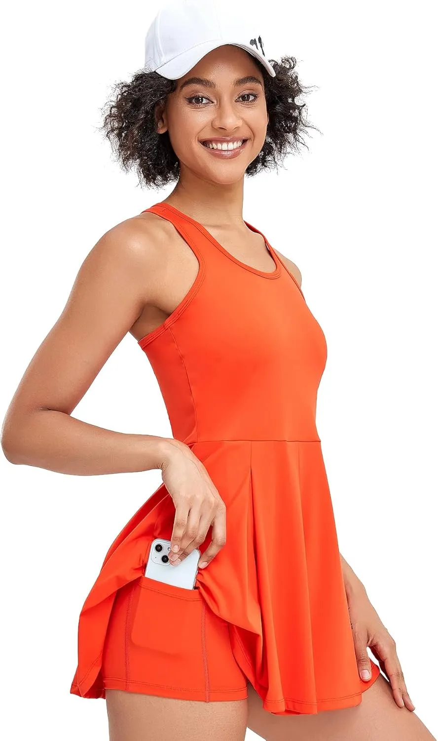 1a1a Womens Tennis Golf Dress with Shorts Pockets Sleeveless Workout Sports Athletic Dresses