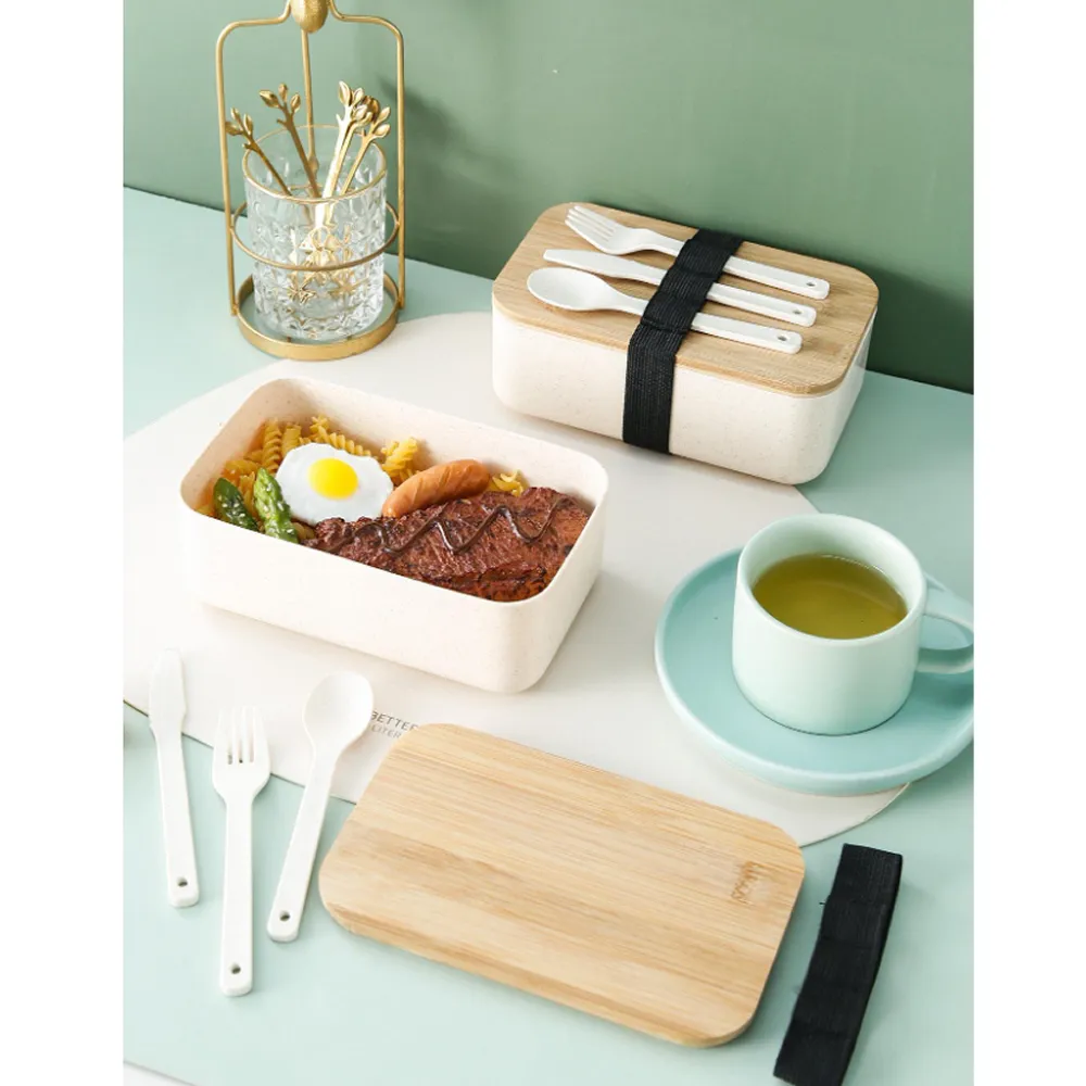 2-Layer Compartments Bpa-Free Lunch Box With Bamboo Lid
