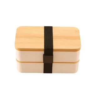 2-Layer Compartments Bpa-Free Lunch Box With Bamboo Lid