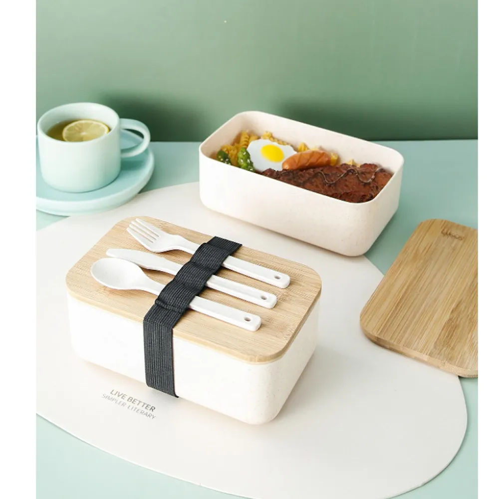 2-Layer Compartments Bpa-Free Lunch Box With Bamboo Lid