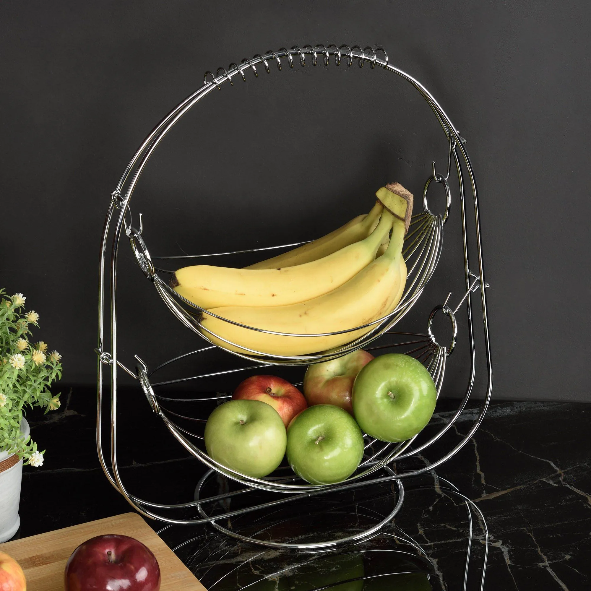 2 Tier Fruit Basket - Chrome Wire
