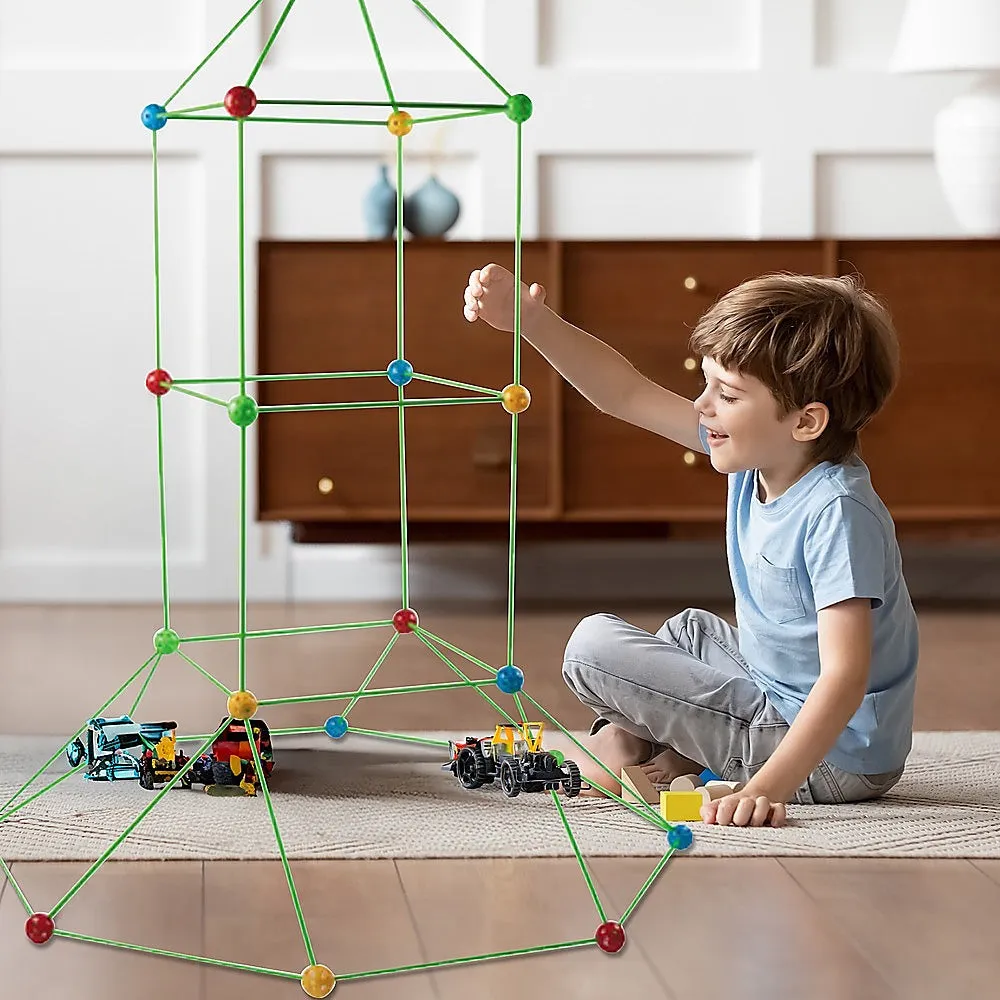 217pcs Durable 3D Kids Construction Fort Building Kit Toys
