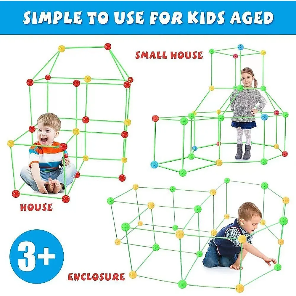 217pcs Durable 3D Kids Construction Fort Building Kit Toys