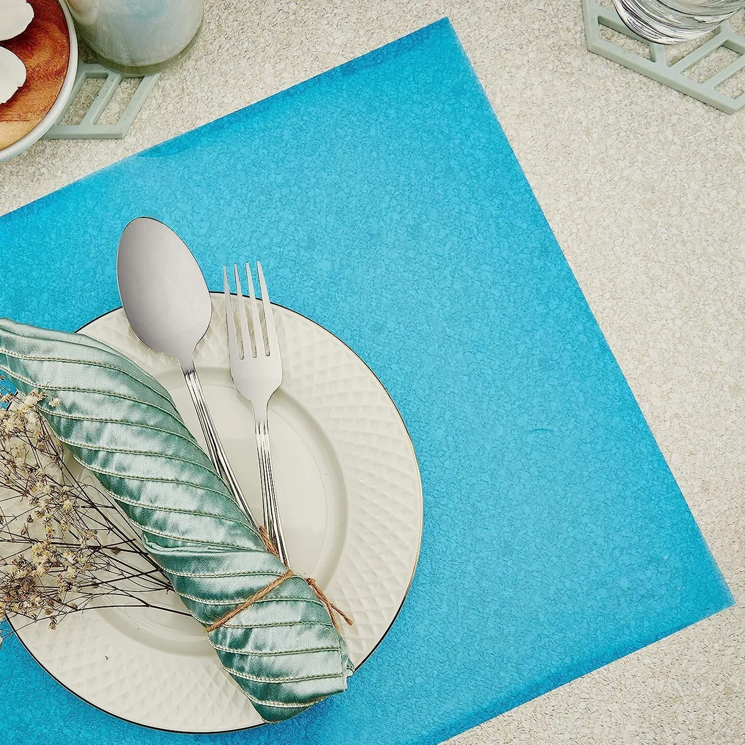 2472 Fridge Multipurpose Mat Plastic Flexible Mat | Anti-Slip Refrigerator Mat |  Drawer Mat /  Place mat Set  /  Fridge Mat ( Set of 6 )