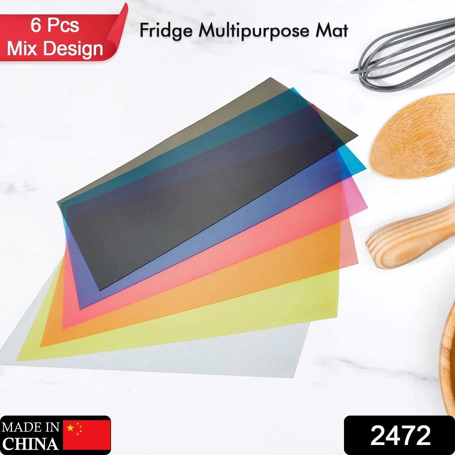 2472 Fridge Multipurpose Mat Plastic Flexible Mat | Anti-Slip Refrigerator Mat |  Drawer Mat /  Place mat Set  /  Fridge Mat ( Set of 6 )