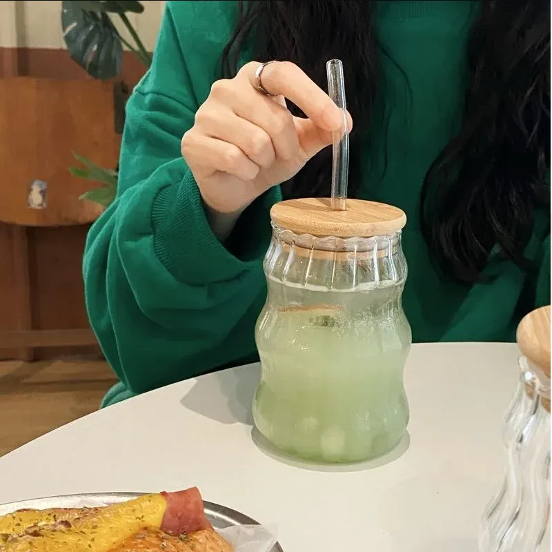 530Ml Glass Tumbler Cup With Lid And Straw- Yja-4