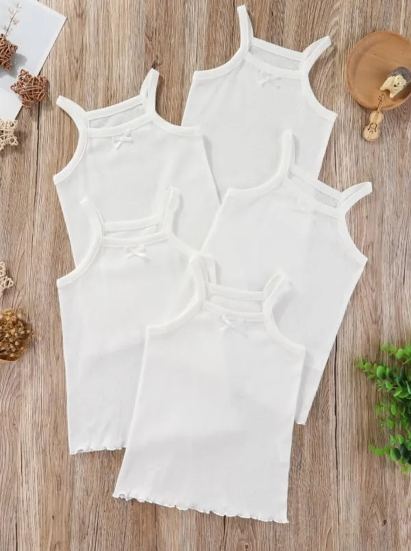 5Pcs Girls Camisole 2-13 Years White Basic Tank Sports Tops Multi-Pack Underwear