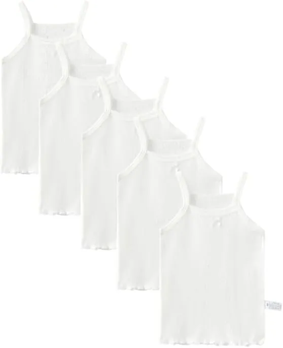 5Pcs Girls Camisole 2-13 Years White Basic Tank Sports Tops Multi-Pack Underwear