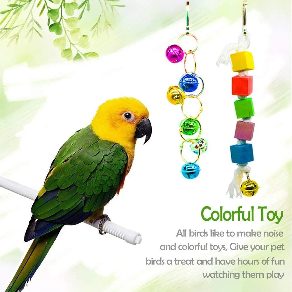 7 Pack Bird Parrot Toys Parakeet Toys, Colorful Bird Chewing Toys Swing Toy Hanging Toy Bird Cage Toys or Small Parakeets Cockatiels, Conures, Macaws, Parrots, Love Birds, Finches