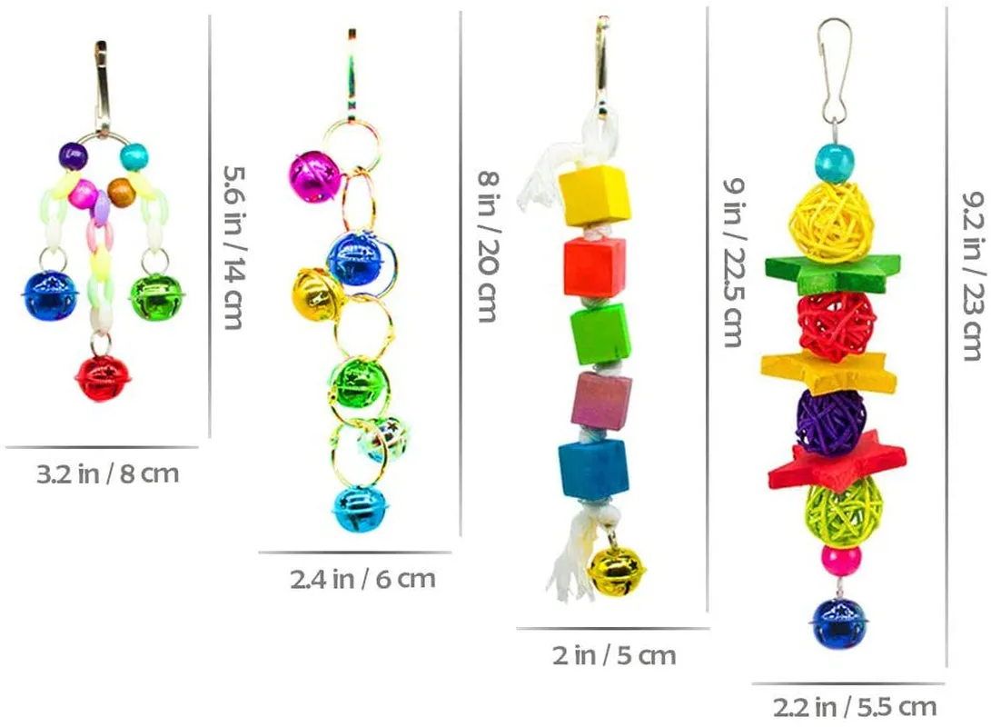7 Pack Bird Parrot Toys Parakeet Toys, Colorful Bird Chewing Toys Swing Toy Hanging Toy Bird Cage Toys or Small Parakeets Cockatiels, Conures, Macaws, Parrots, Love Birds, Finches