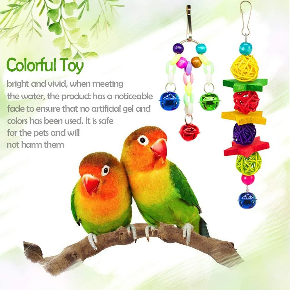 7 Pack Bird Parrot Toys Parakeet Toys, Colorful Bird Chewing Toys Swing Toy Hanging Toy Bird Cage Toys or Small Parakeets Cockatiels, Conures, Macaws, Parrots, Love Birds, Finches