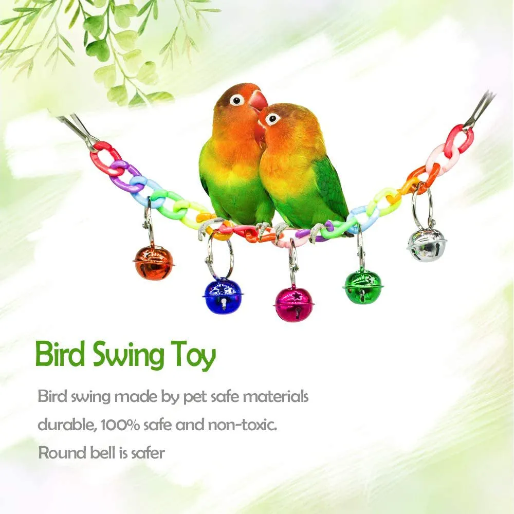 7 Pack Bird Parrot Toys Parakeet Toys, Colorful Bird Chewing Toys Swing Toy Hanging Toy Bird Cage Toys or Small Parakeets Cockatiels, Conures, Macaws, Parrots, Love Birds, Finches