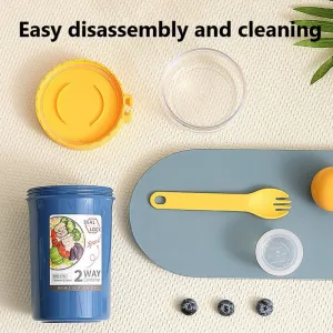 990Ml Double Cup Salad Lunch Container With Fork Yl-376 White
