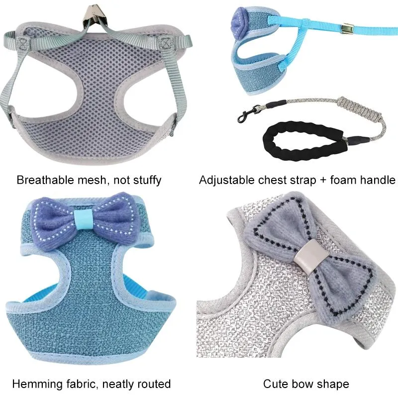 Adjustable Cat Leash Bow Vest Type