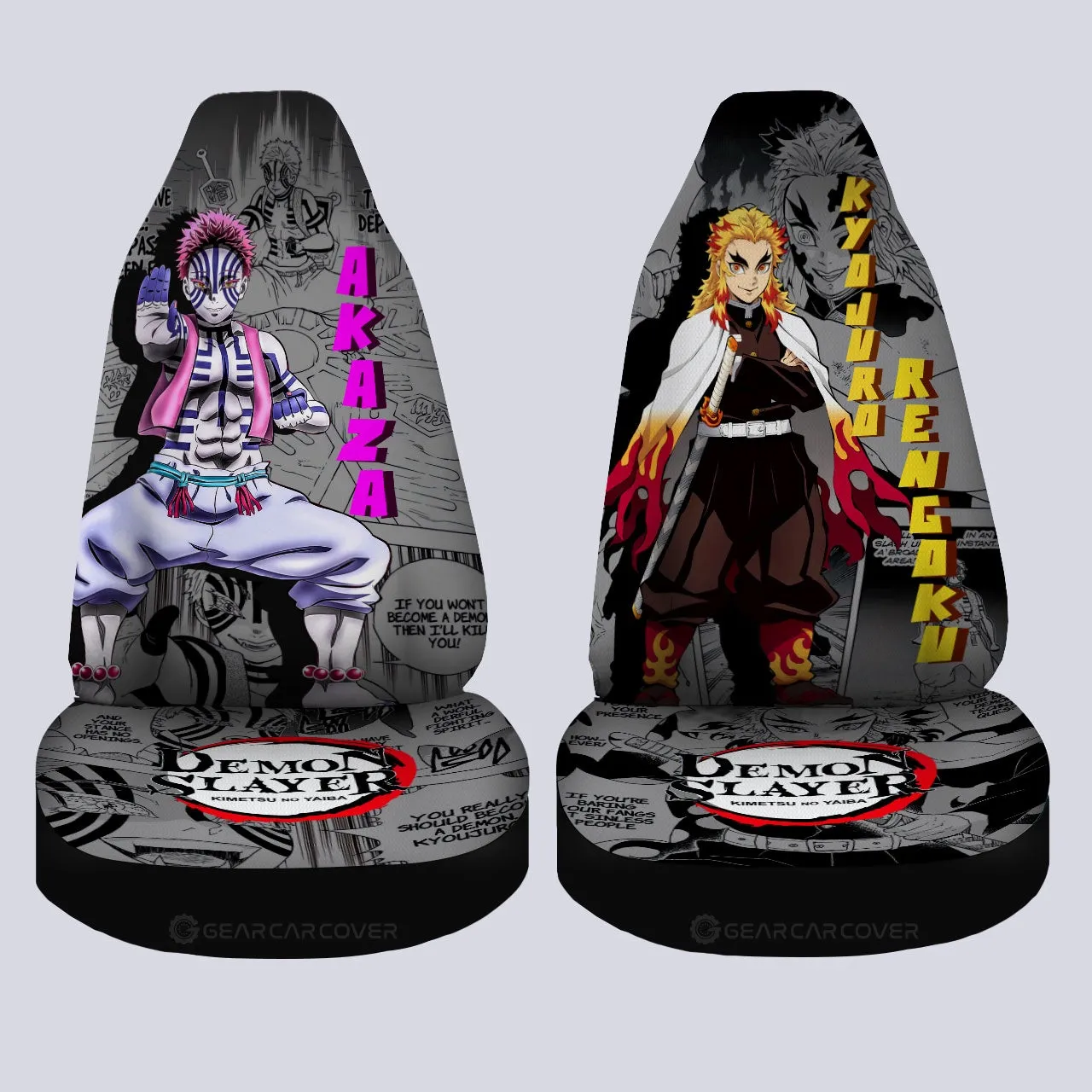 Akaza And Rengoku Car Seat Covers Custom Demon Slayer Anime Mix Mangas