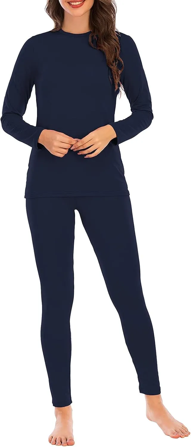 American Trends Womens Thermal Underwear Set Long Johns Base Layer Fleece Lined Top and Bottom Thermals Sets Loungewear
