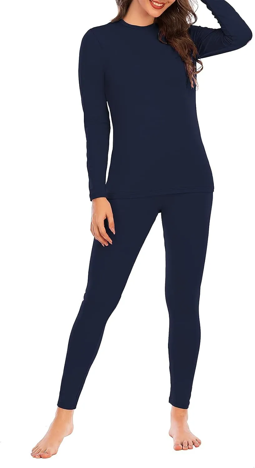 American Trends Womens Thermal Underwear Set Long Johns Base Layer Fleece Lined Top and Bottom Thermals Sets Loungewear