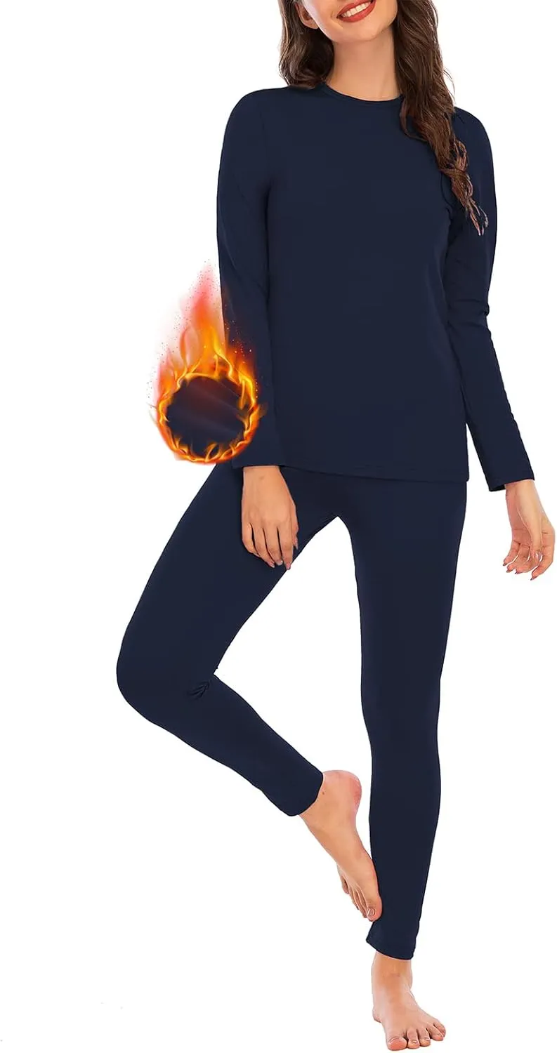 American Trends Womens Thermal Underwear Set Long Johns Base Layer Fleece Lined Top and Bottom Thermals Sets Loungewear