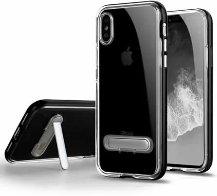 Apple iPhone XS Gel Case With Stand - Clear/Black