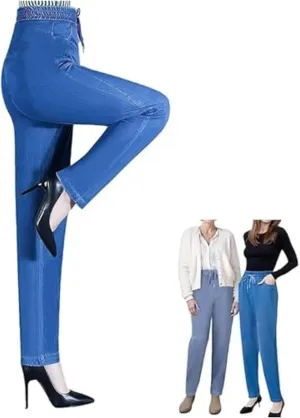 Aromia Jeans for Older Woman, Janemore Comfy Jeans, ComfiJeans - High Waist Ultra-Stretch Mom Pants Pull On Trousers