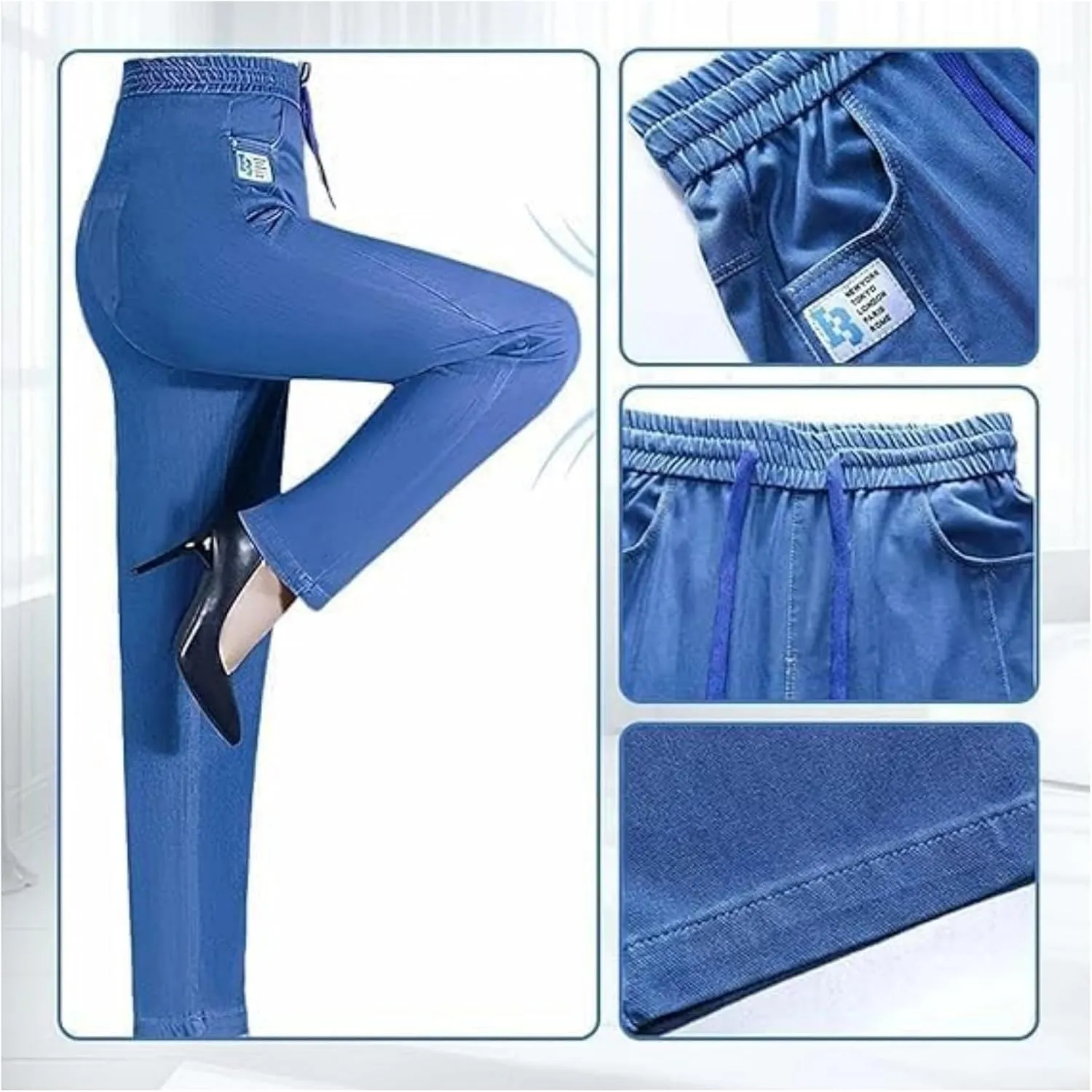 Aromia Jeans for Older Woman, Janemore Comfy Jeans, ComfiJeans - High Waist Ultra-Stretch Mom Pants Pull On Trousers