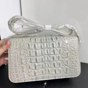 Authentic Real Crocodile Skin Women Small Saddle Bag Lady Purse Genuine Alligator Leather Female Single Cross Shoulder Bag