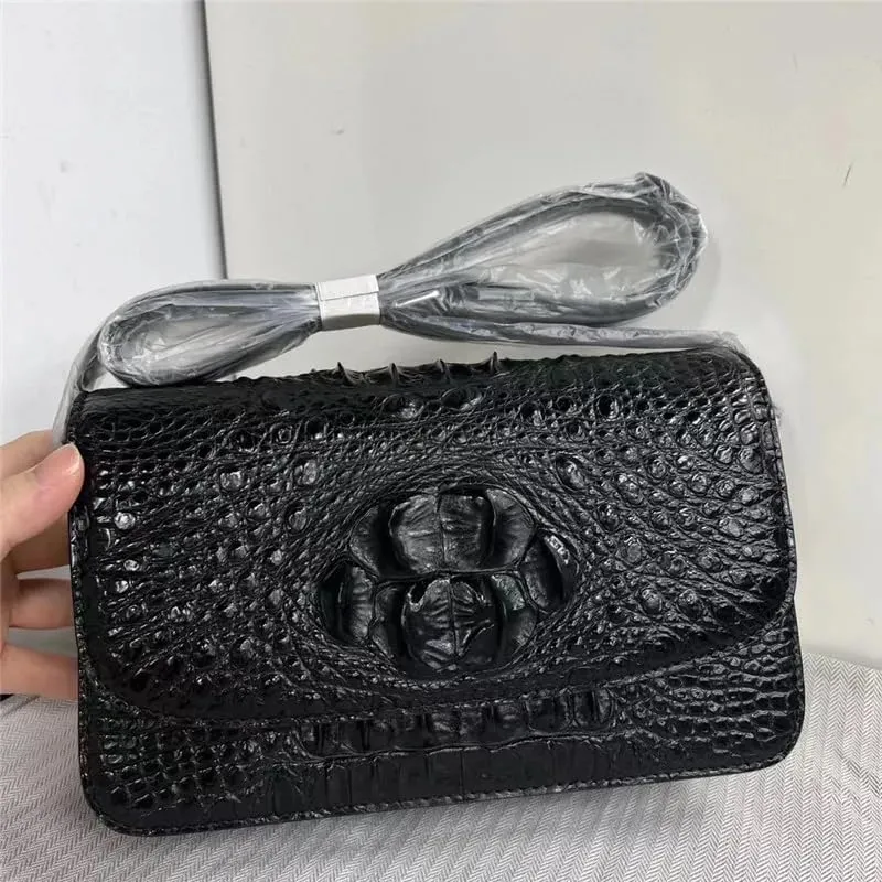 Authentic Real Crocodile Skin Women Small Saddle Bag Lady Purse Genuine Alligator Leather Female Single Cross Shoulder Bag