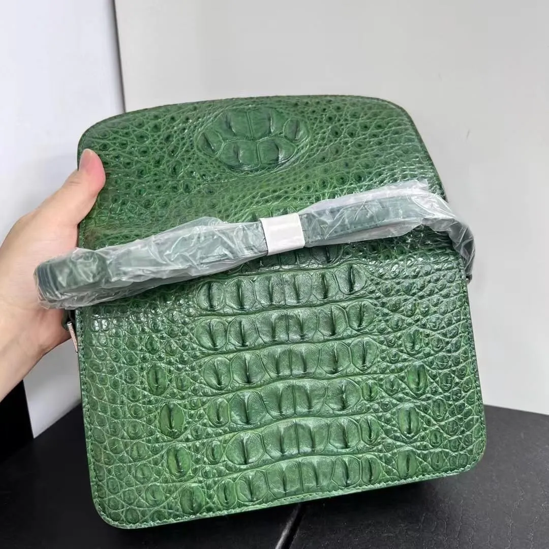Authentic Real Crocodile Skin Women Small Saddle Bag Lady Purse Genuine Alligator Leather Female Single Cross Shoulder Bag