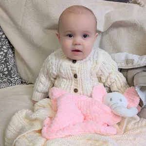 Baby Comforter – Pink Elephant Waffle with Crinkly Ears