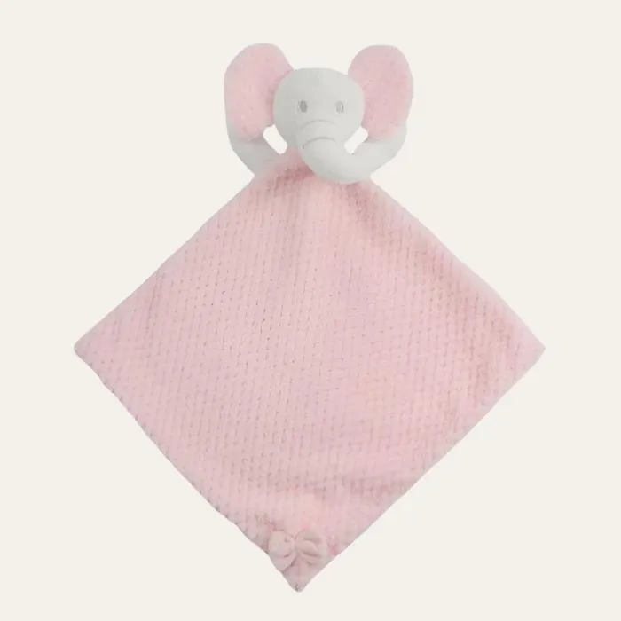 Baby Comforter – Pink Elephant Waffle with Crinkly Ears