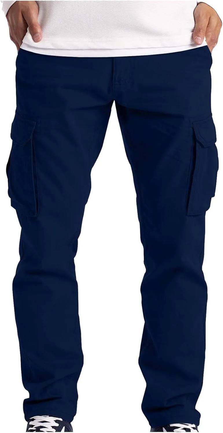 BADHUB Men's Cargo Pants Muti-Pockets Jogger Work Chino Slim Fit Casual Pants Hiking Workout Gogging Sweatpants Trousers
