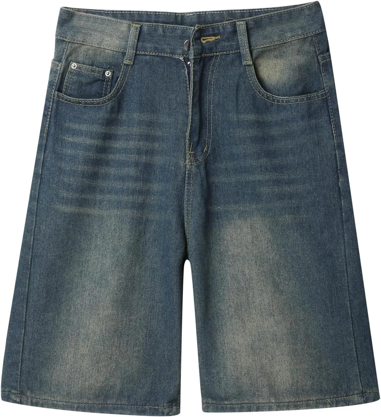 Baggy Jean Shorts for Men Jorts Casual Loose Fit Long Denim Shorts Wide Leg Y2K Hip Hop Trendy Outfits