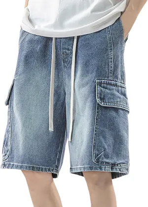 Baggy Jean Shorts for Men Jorts Casual Loose Fit Long Denim Shorts Wide Leg Y2K Hip Hop Trendy Outfits