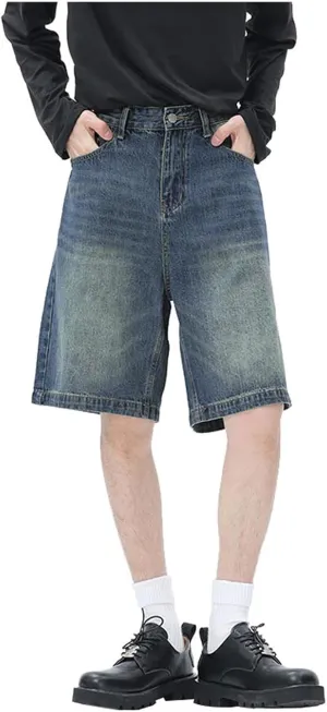 Baggy Jean Shorts for Men Jorts Casual Loose Fit Long Denim Shorts Wide Leg Y2K Hip Hop Trendy Outfits