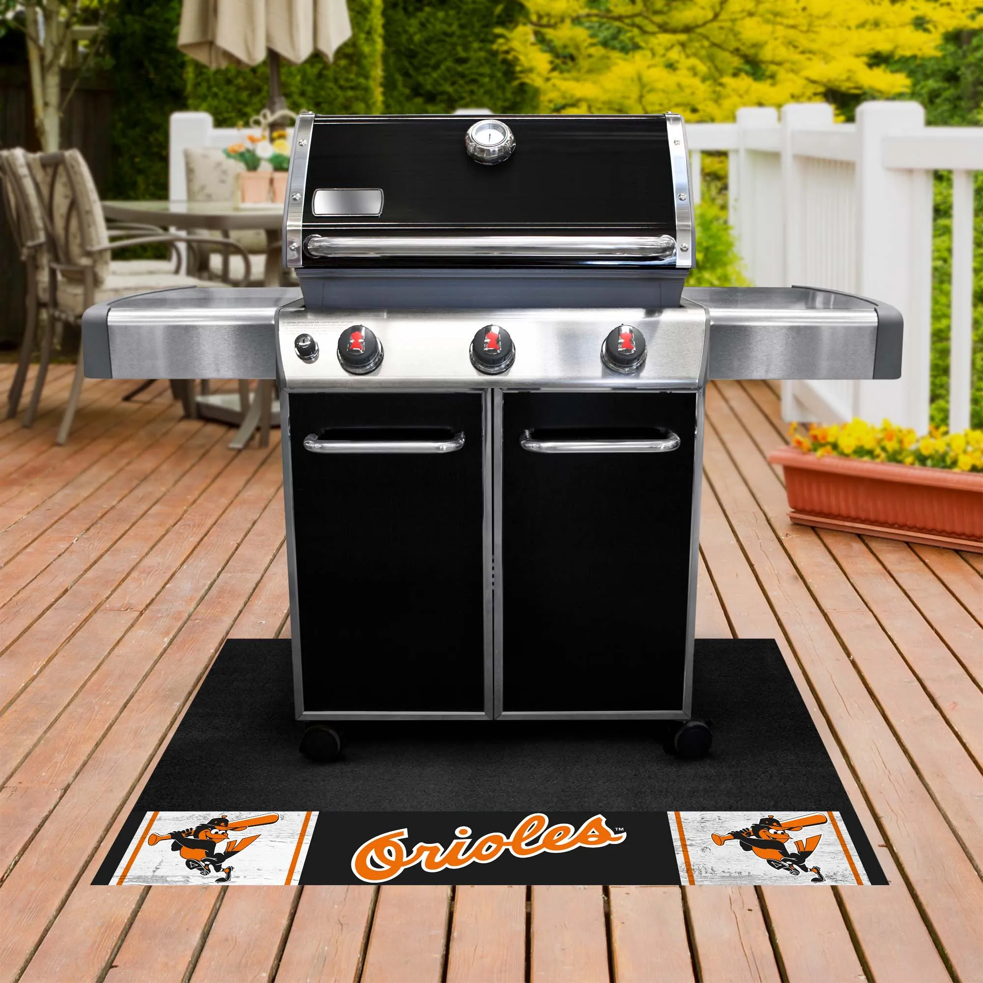 Baltimore Orioles Vinyl Grill Mat - 26in. x 42in. 1975 Retro Logo
