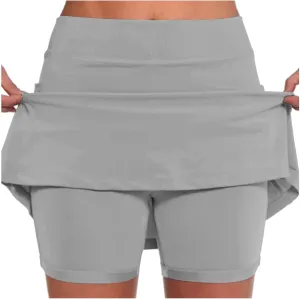 Black Mini Skirt with Shorts High Waisted Womens Skorts with Pockets Tummy Control Plus Size Athletic Sports Skirt