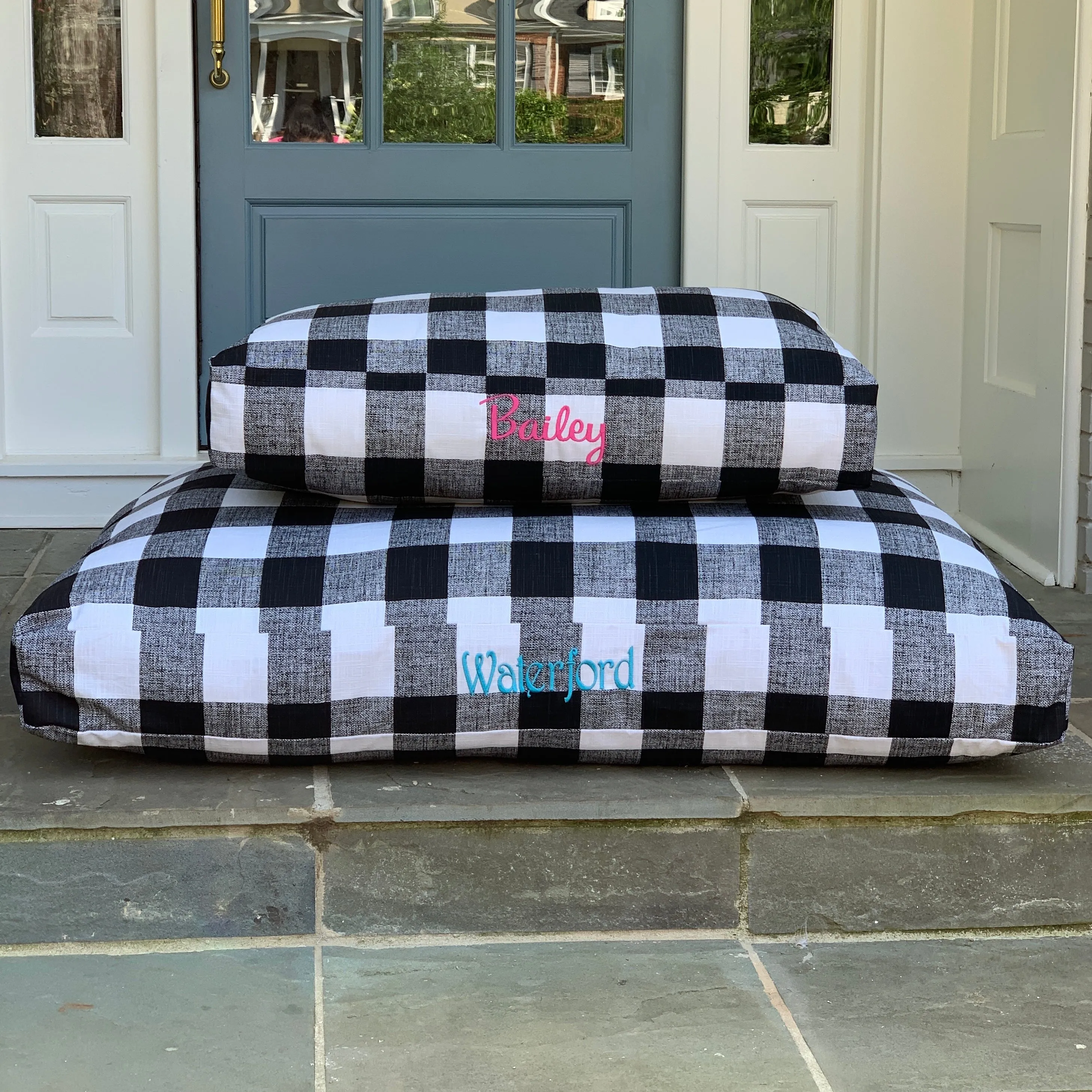 Buffalo Plaid Dog Beds and Replacement Duvet Covers with Personalization
