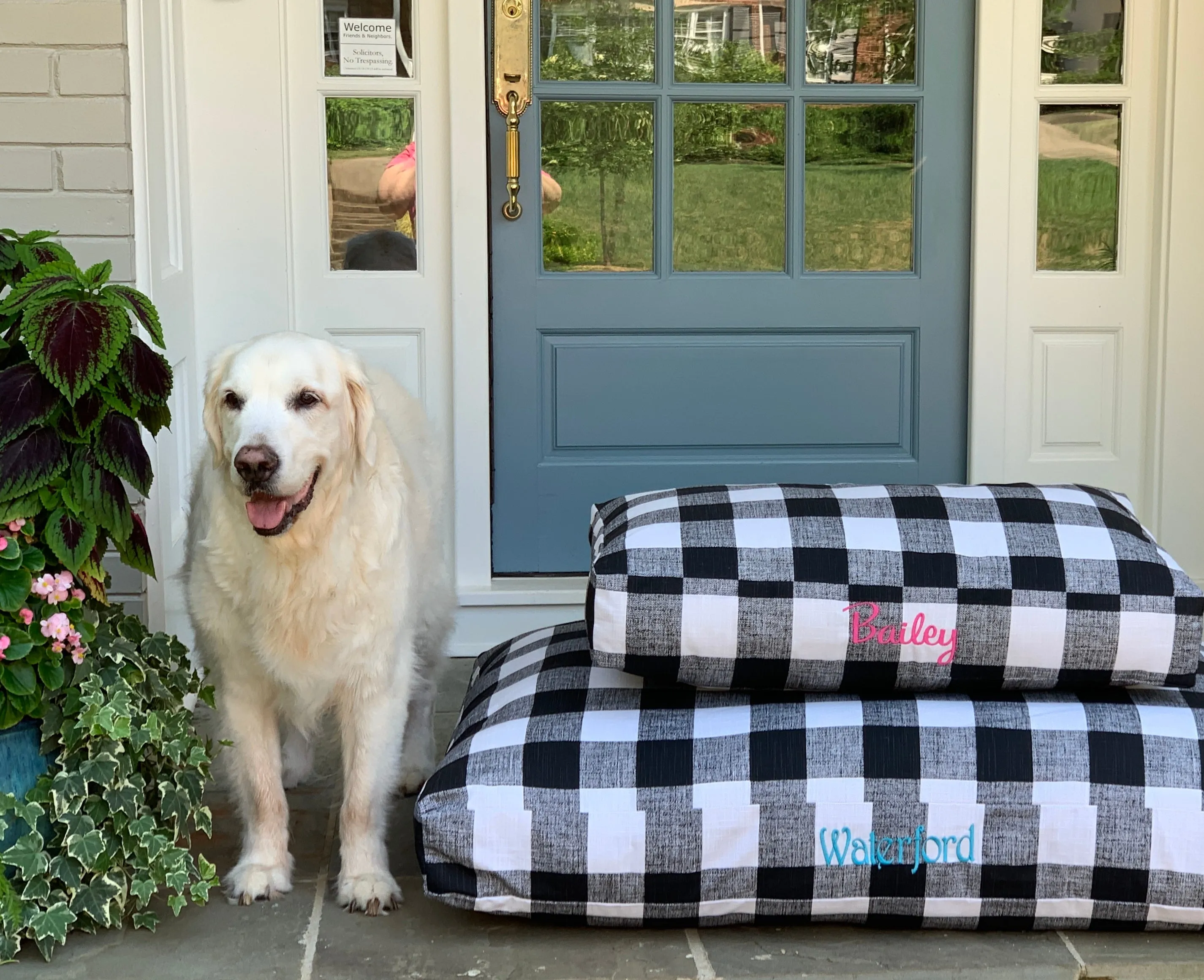 Buffalo Plaid Dog Beds and Replacement Duvet Covers with Personalization