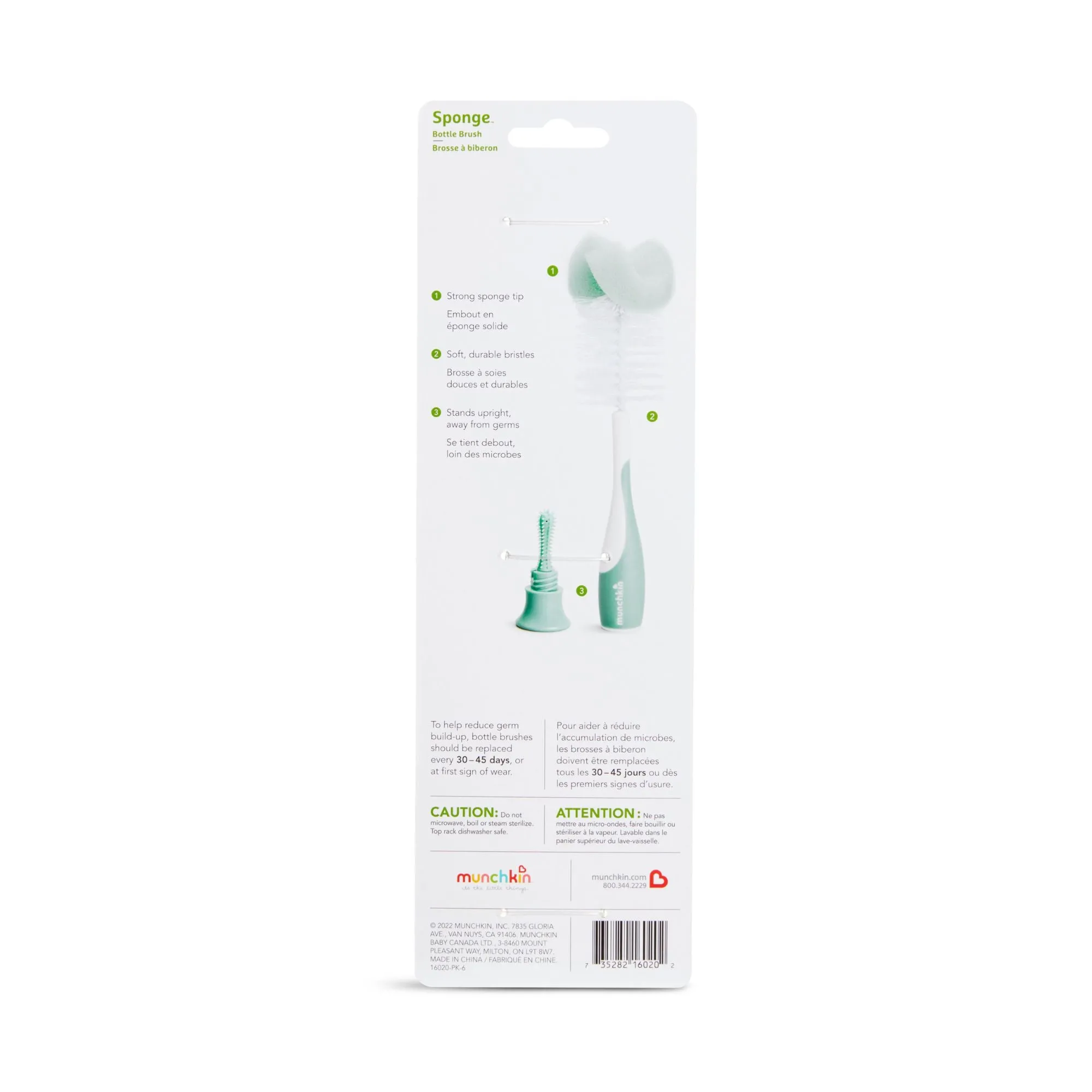 [Bundle Of 3] Munchkin Sponge Bottle Brush (Sage)
