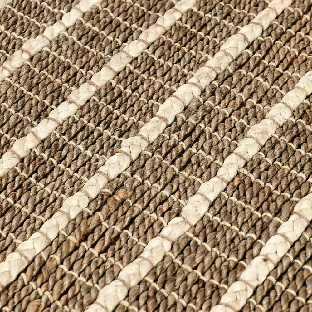 Cain 3 x 8 Hallway Runner Rug, Handwoven Coiled and Braided, Ivory Brown By Casagear Home