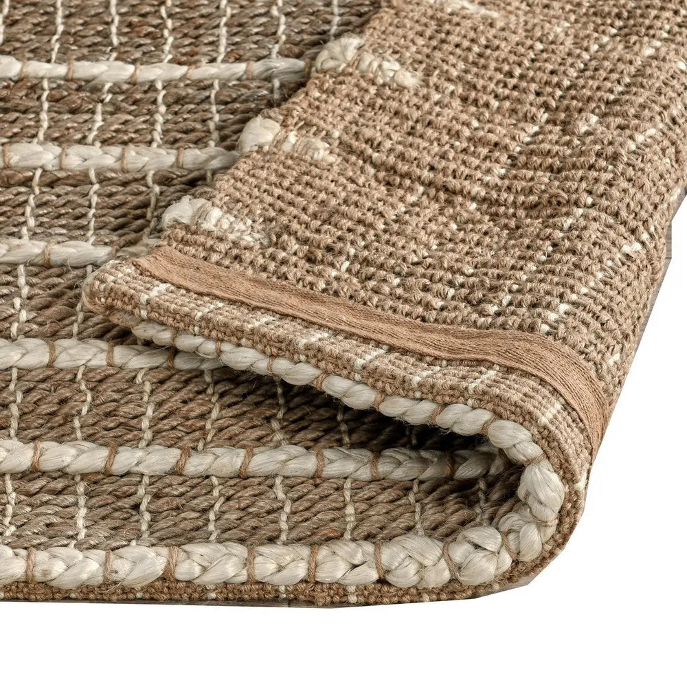 Cain 3 x 8 Hallway Runner Rug, Handwoven Coiled and Braided, Ivory Brown By Casagear Home