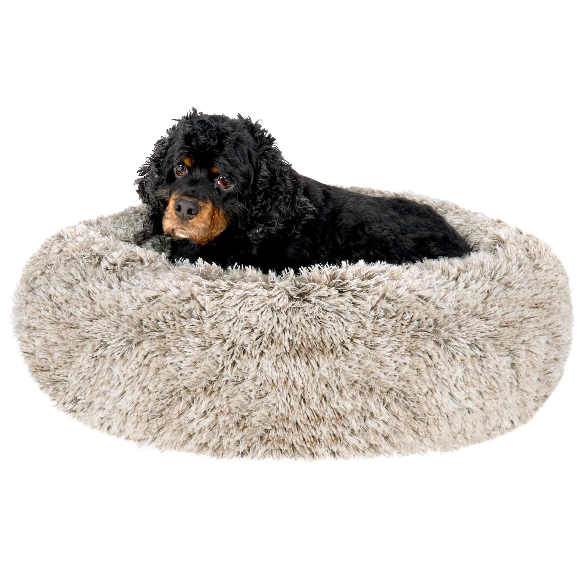 Calming Cuddler Long Fur Donut Dog Bed