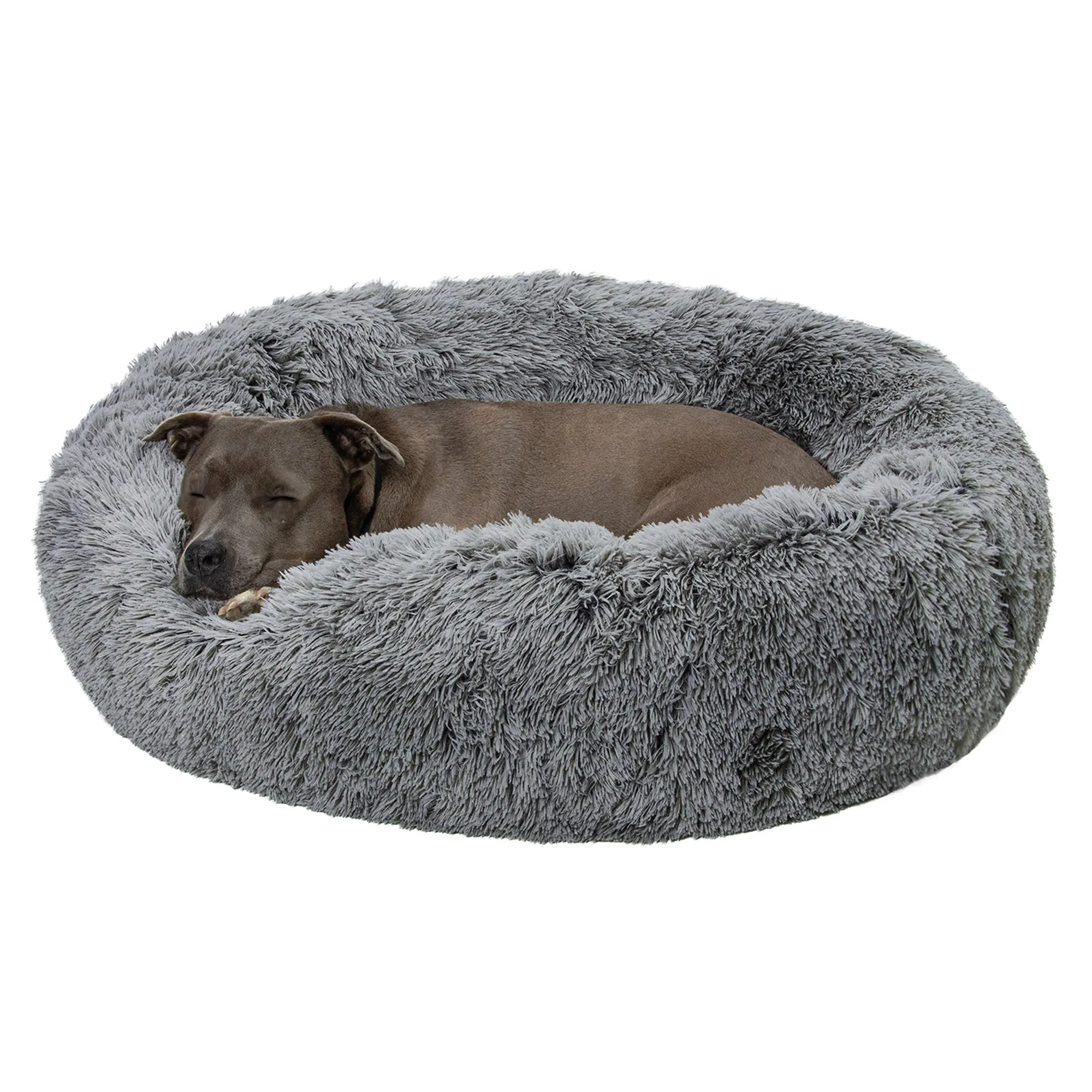 Calming Cuddler Long Fur Donut Dog Bed