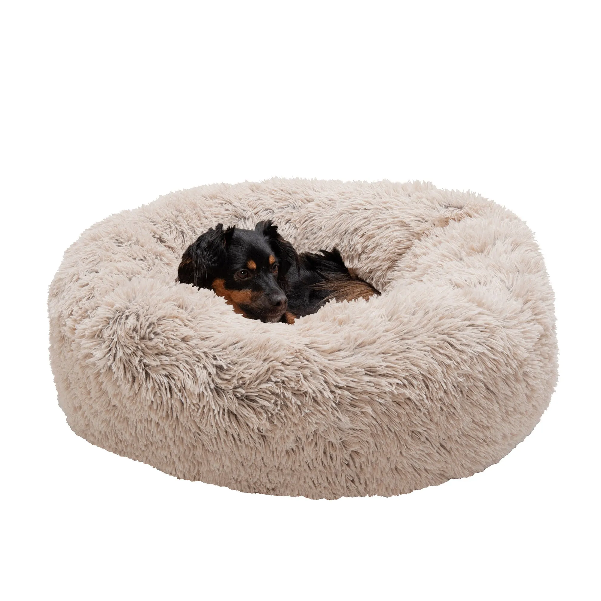 Calming Cuddler Long Fur Donut Dog Bed