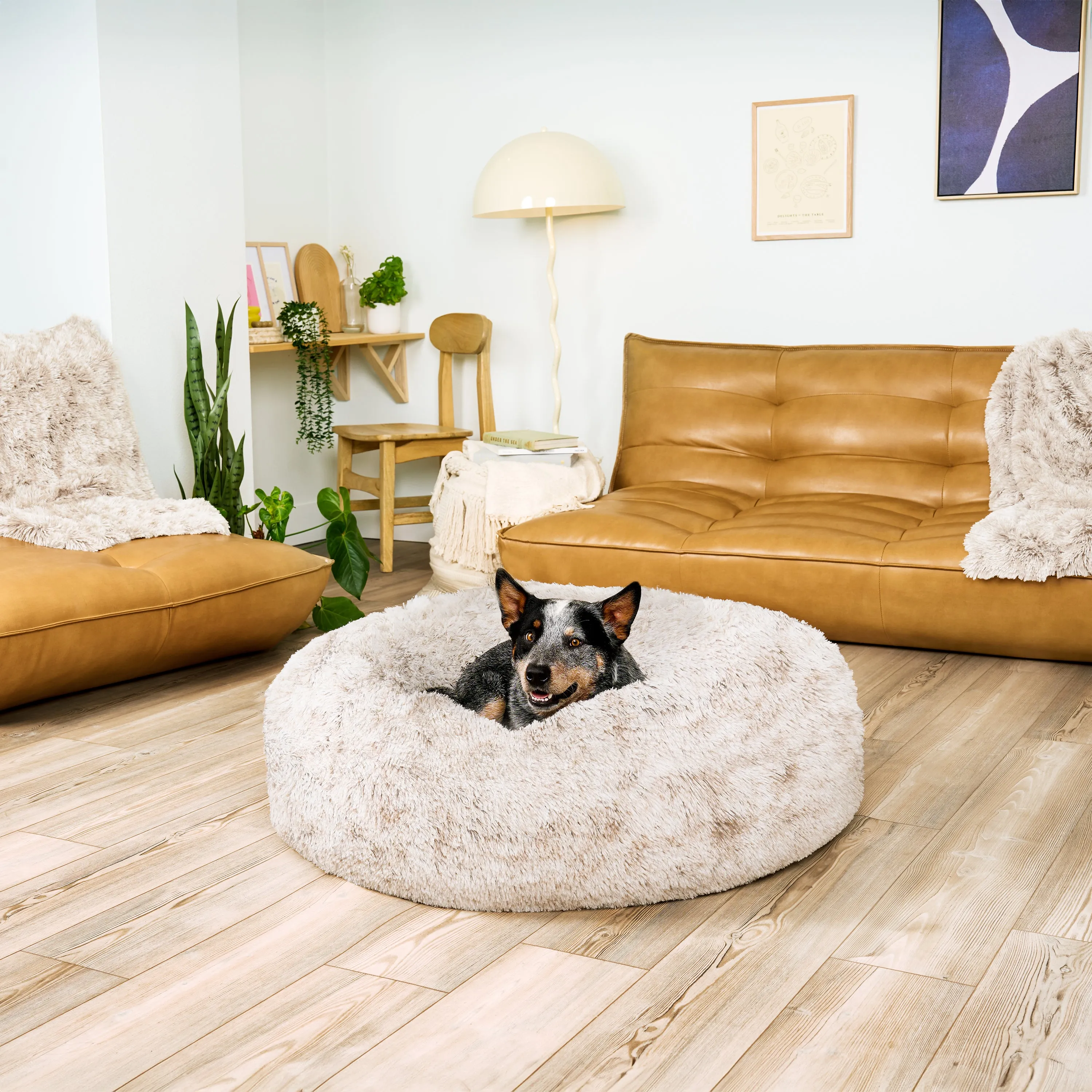 Calming Cuddler Long Fur Donut Dog Bed