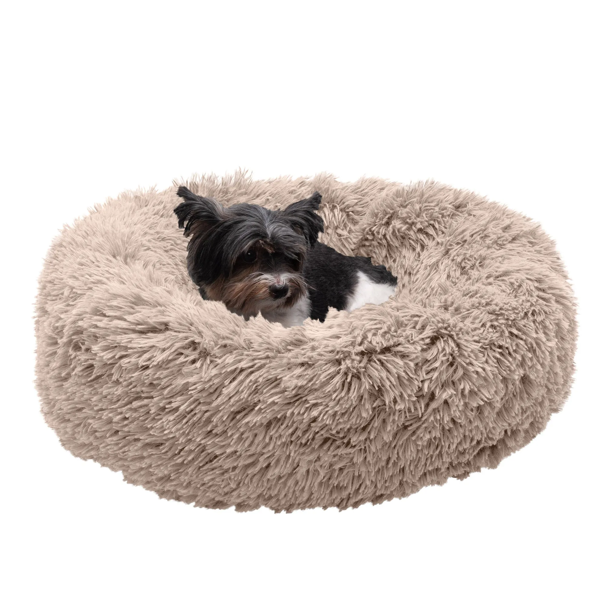 Calming Cuddler Long Fur Donut Dog Bed