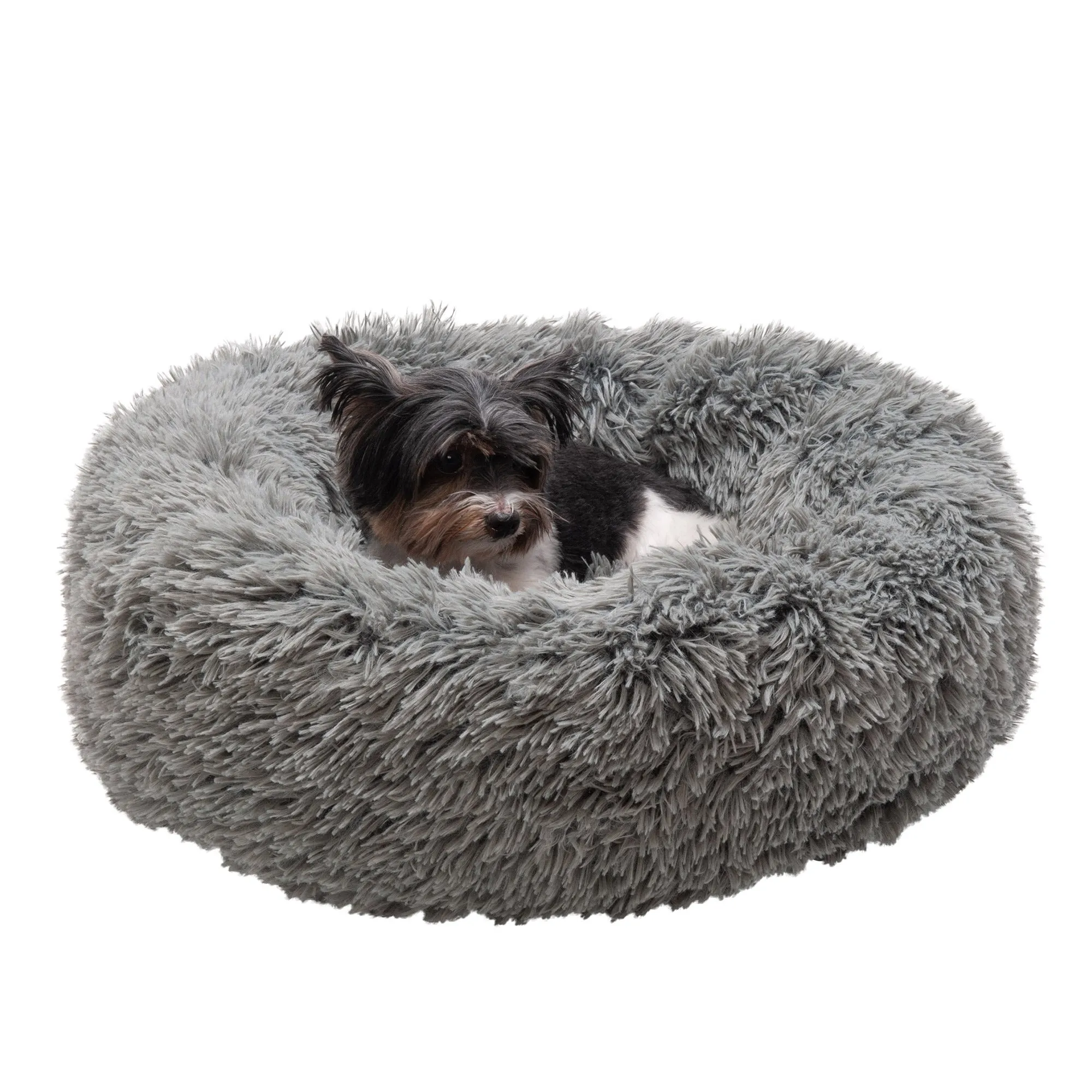 Calming Cuddler Long Fur Donut Dog Bed