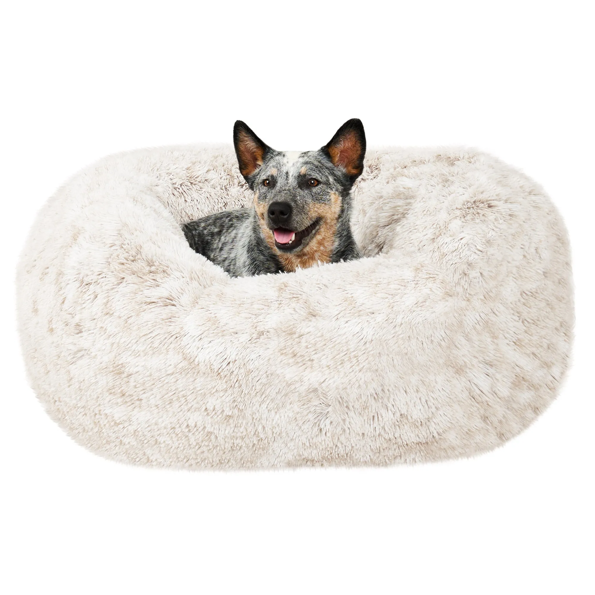Calming Cuddler Long Fur Donut Dog Bed
